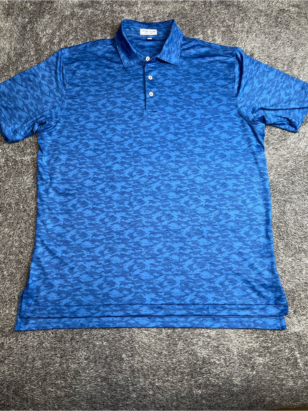 Peter Millar Summer Comfort Fish Camo Polo Large L